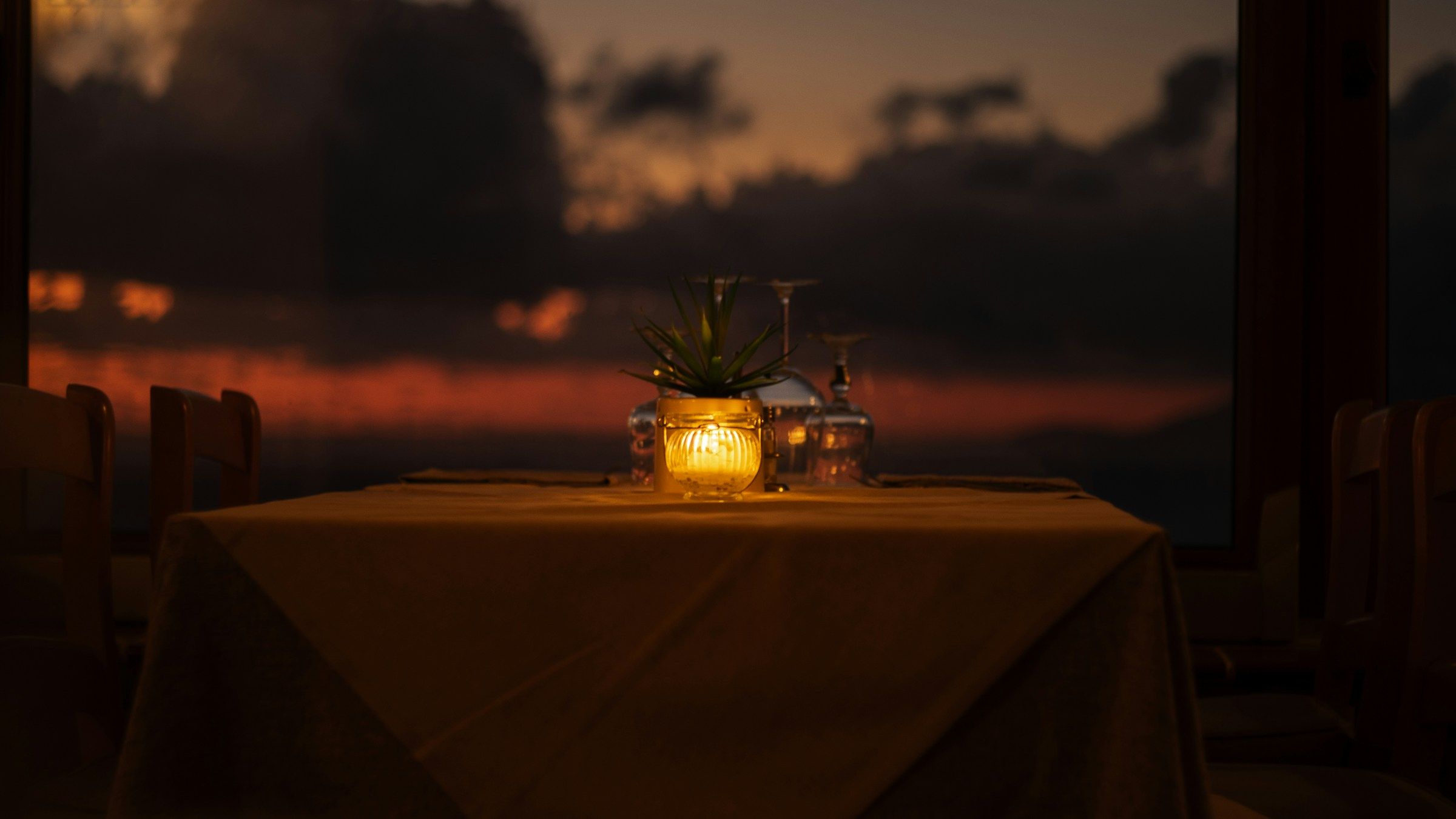 Elegant Japanese dining table setting in warm evening light
